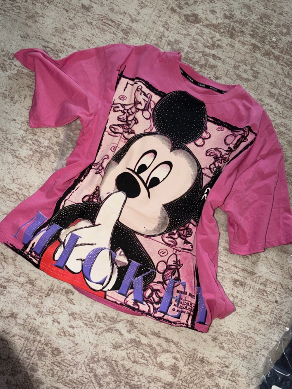 Pink Mickey Mouse Graphic T-Shirt oversized